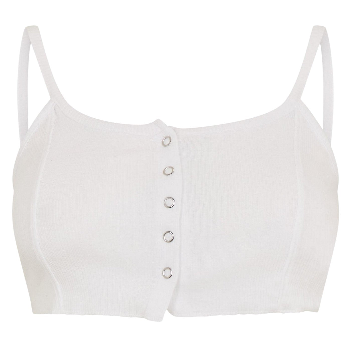White - Front - Brave Soul Womens-Ladies Rib Knit Crop Top