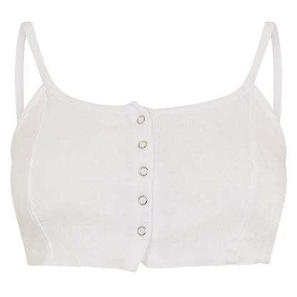 White - Front - Brave Soul Womens-Ladies Rib Knit Crop Top