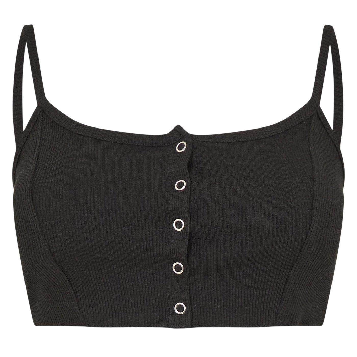 Black - Front - Brave Soul Womens-Ladies Rib Knit Crop Top