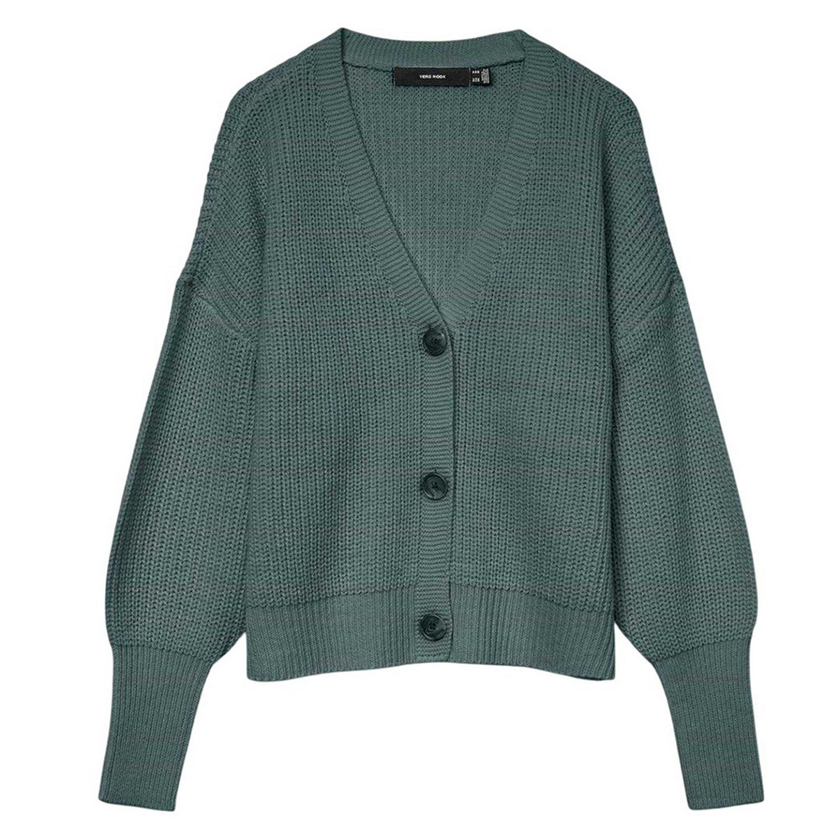 Balsam Green - Front - Vero Moda Womens-Ladies Ribbed Cuffed Relaxed Fit Cardigan