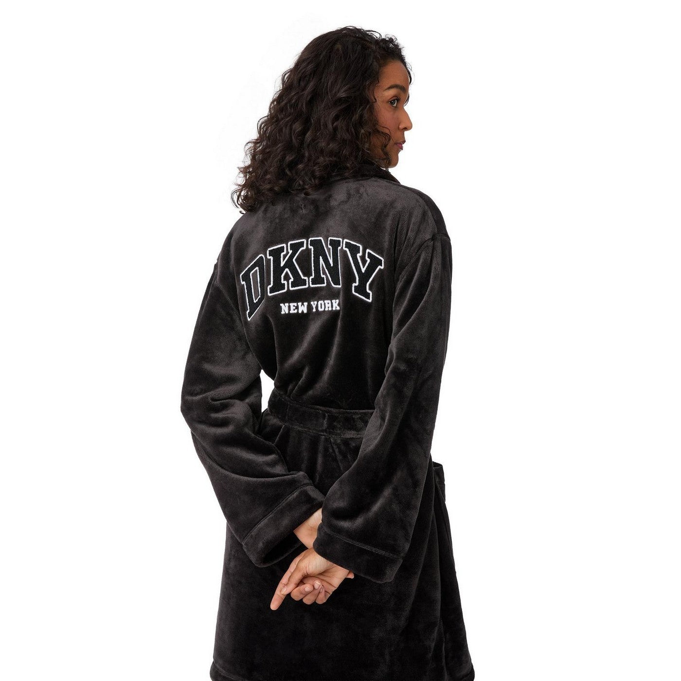 Black - Side - DKNY Womens-Ladies Robe