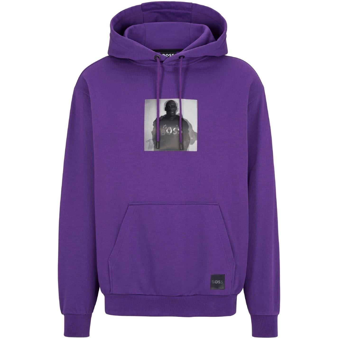 Dark Purple - Front - Boss Mens Silhouette Pullover Hoodie