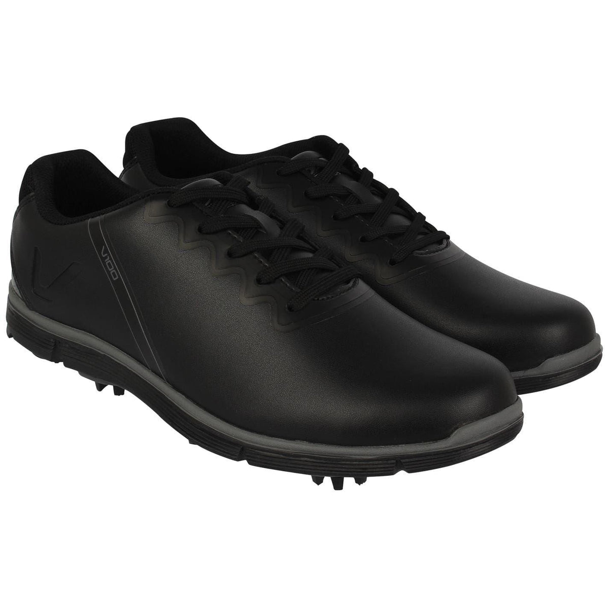 Black - Pack Shot - Slazenger Mens V100 Spiked Golf Shoes