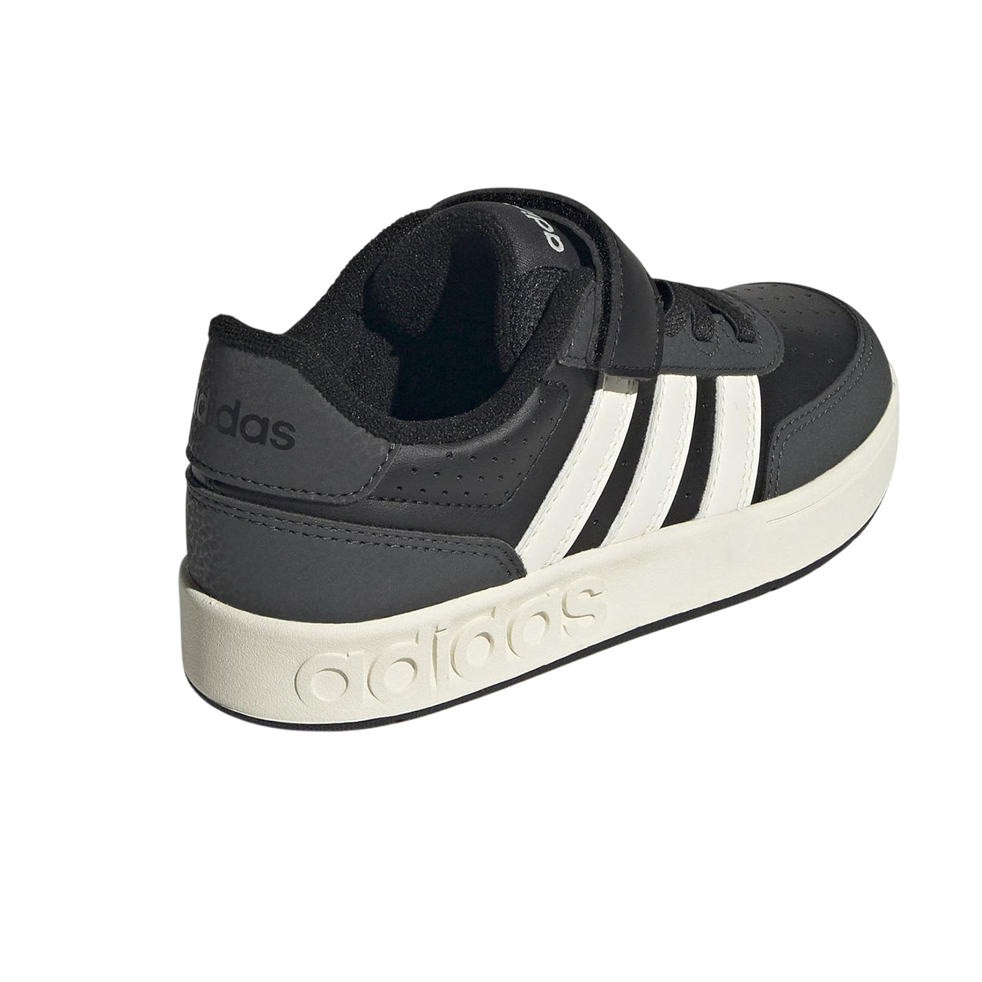 Black-White-Carbon - Back - Adidas Childrens-Kids Breakbase Low Trainers