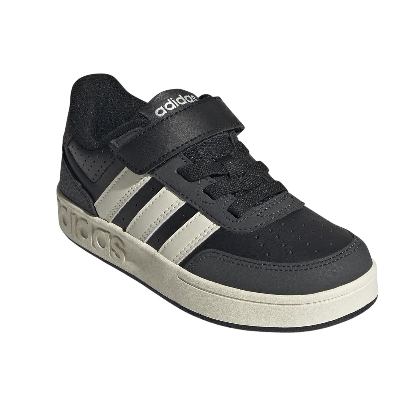 Black-White-Carbon - Close up - Adidas Childrens-Kids Breakbase Low Trainers