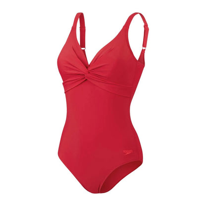 Red - Front - Speedo Womens-Ladies Brigitte Shaped One Piece Swimsuit