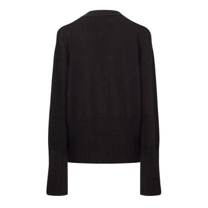 Black - Back - Off-White Womens-Ladies Off Basic Oversized Cardigan