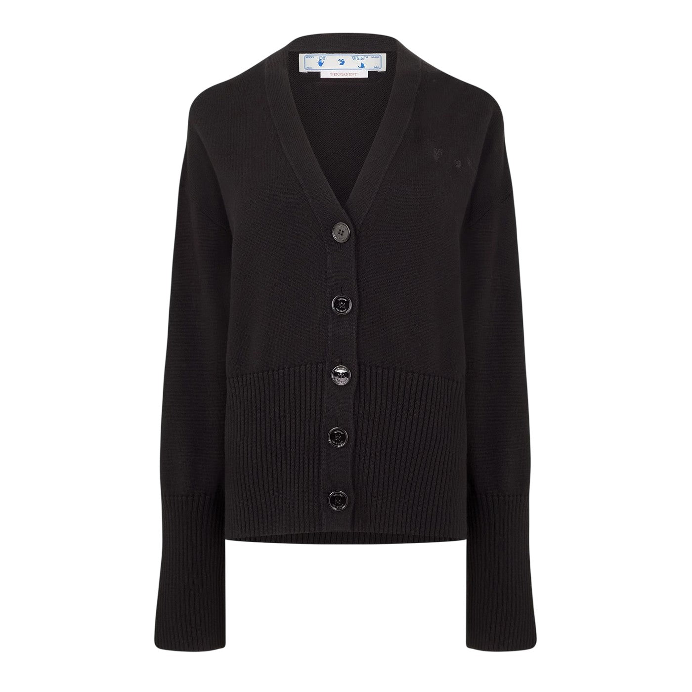 Black - Front - Off-White Womens-Ladies Off Basic Oversized Cardigan