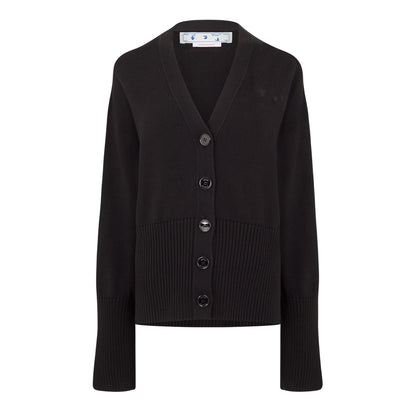 Black - Front - Off-White Womens-Ladies Off Basic Oversized Cardigan