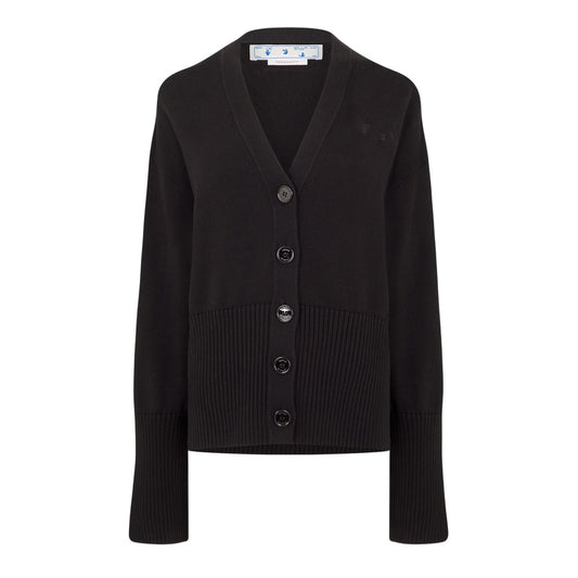Black - Front - Off-White Womens-Ladies Off Basic Oversized Cardigan