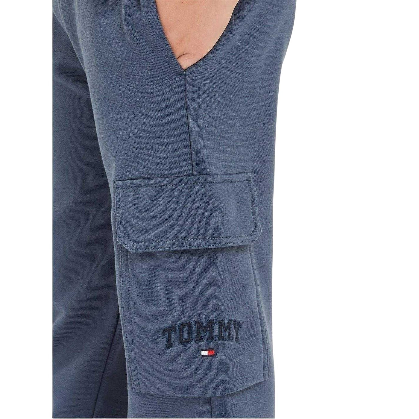 Aegean Sea - Side - Tommy Hilfiger Childrens-Kids Logo Cargo Jogging Bottoms