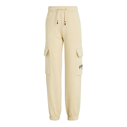 Ivory - Front - Tommy Hilfiger Childrens-Kids Logo Cargo Jogging Bottoms