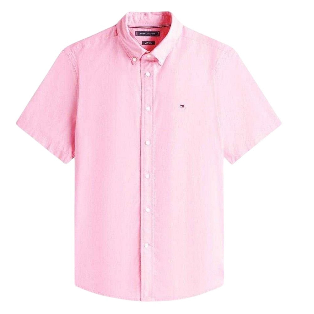 Classic Pink - Front - Tommy Hilfiger Mens Regular Short-Sleeved Button-Down Shirt