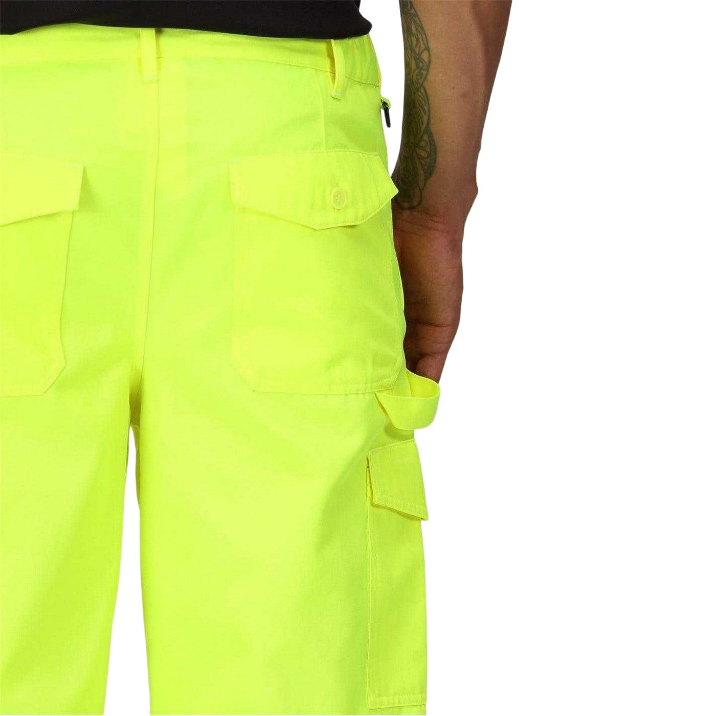Yellow-Navy - Side - Regatta Mens Workwear Colour Block High-Vis Cargo Trousers