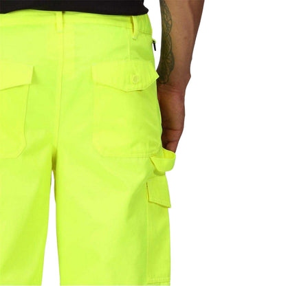 Yellow-Navy - Side - Regatta Mens Workwear Colour Block High-Vis Cargo Trousers