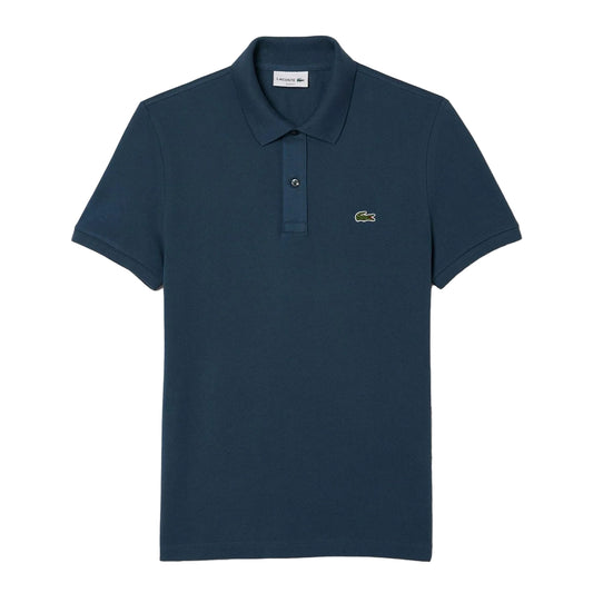 Petrol Blue - Front - Lacoste Mens L.12.12 Pique Slim Polo Shirt