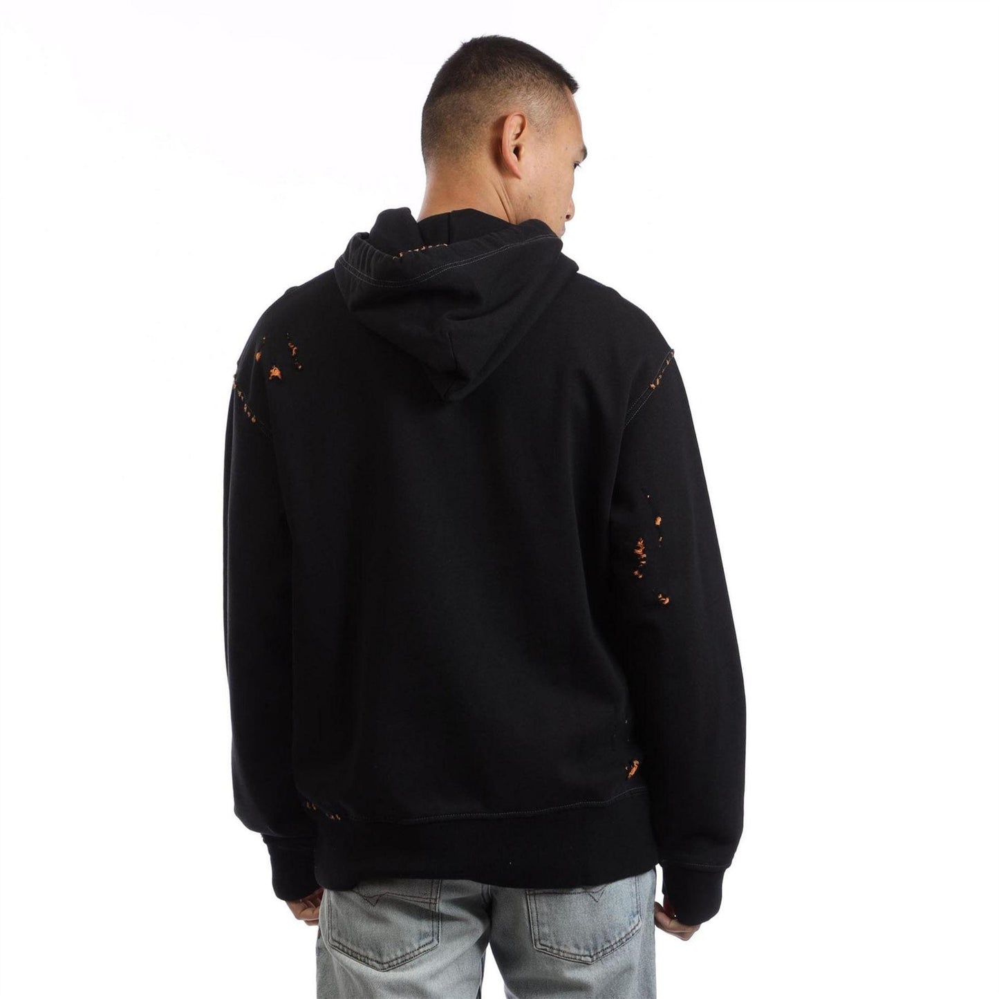 Black - Back - Diesel Mens S-Macs Cotton Hooded Relaxed Fit Hoodie