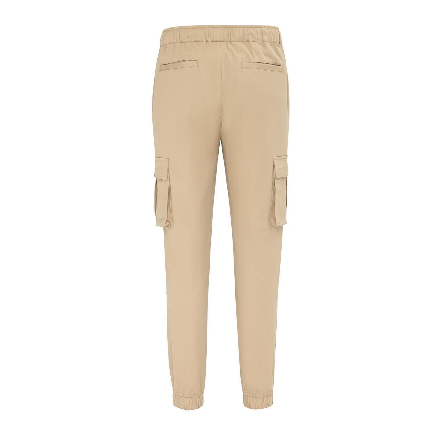 Beige - Back - SoulCal Mens Straight Leg Cargo Trousers