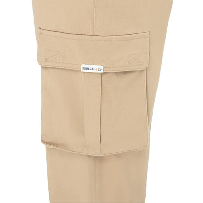 Beige - Pack Shot - SoulCal Mens Straight Leg Cargo Trousers