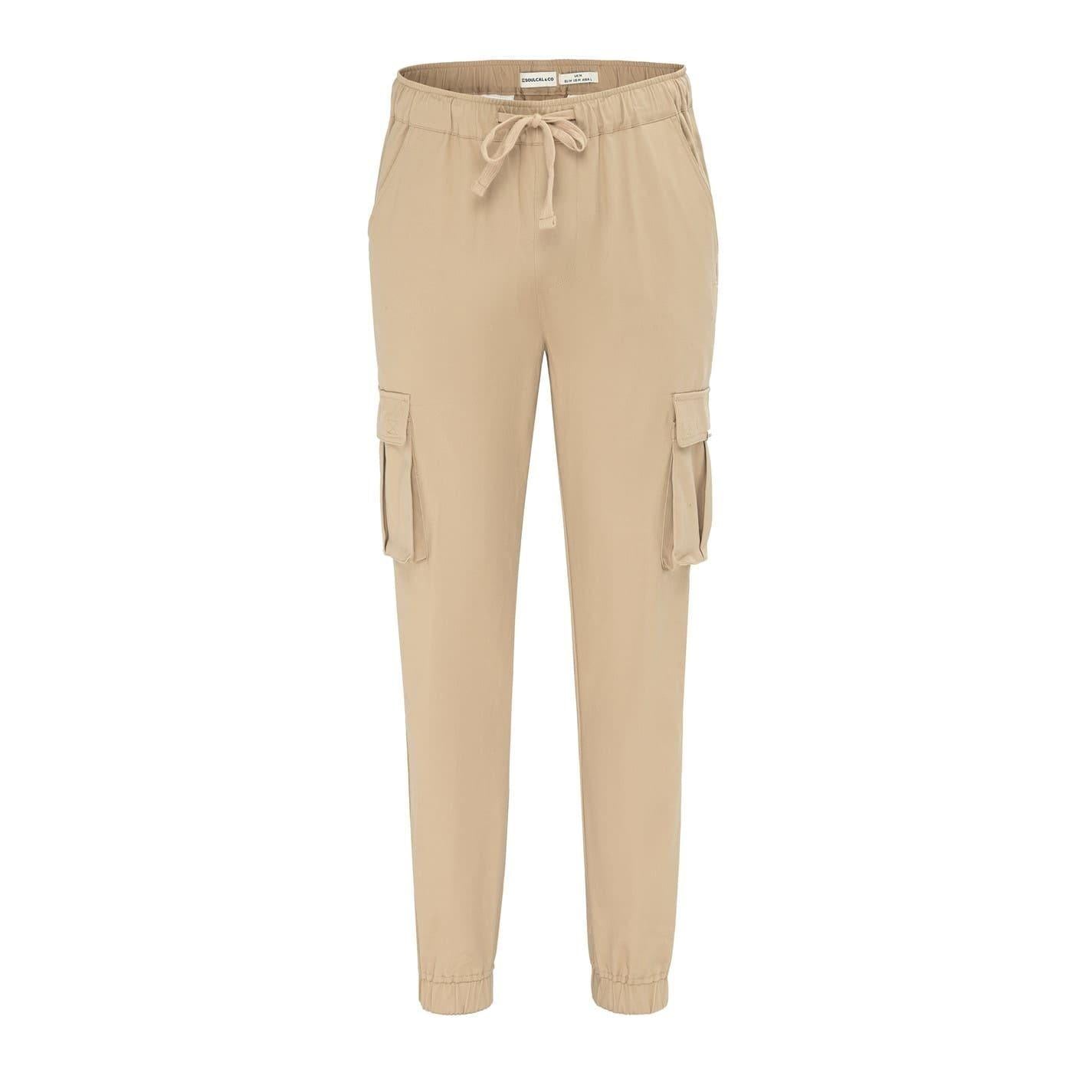 Beige - Front - SoulCal Mens Straight Leg Cargo Trousers