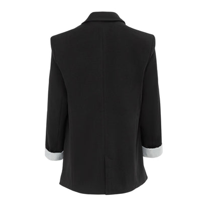Black - Back - Miso Womens-Ladies Turned Up Cuff Blazer
