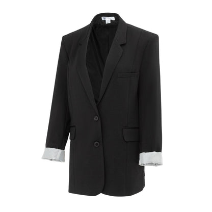 Black - Side - Miso Womens-Ladies Turned Up Cuff Blazer