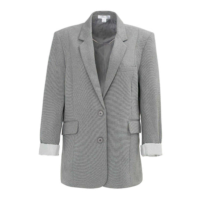 Light Grey - Front - Miso Womens-Ladies Turned Up Cuff Blazer
