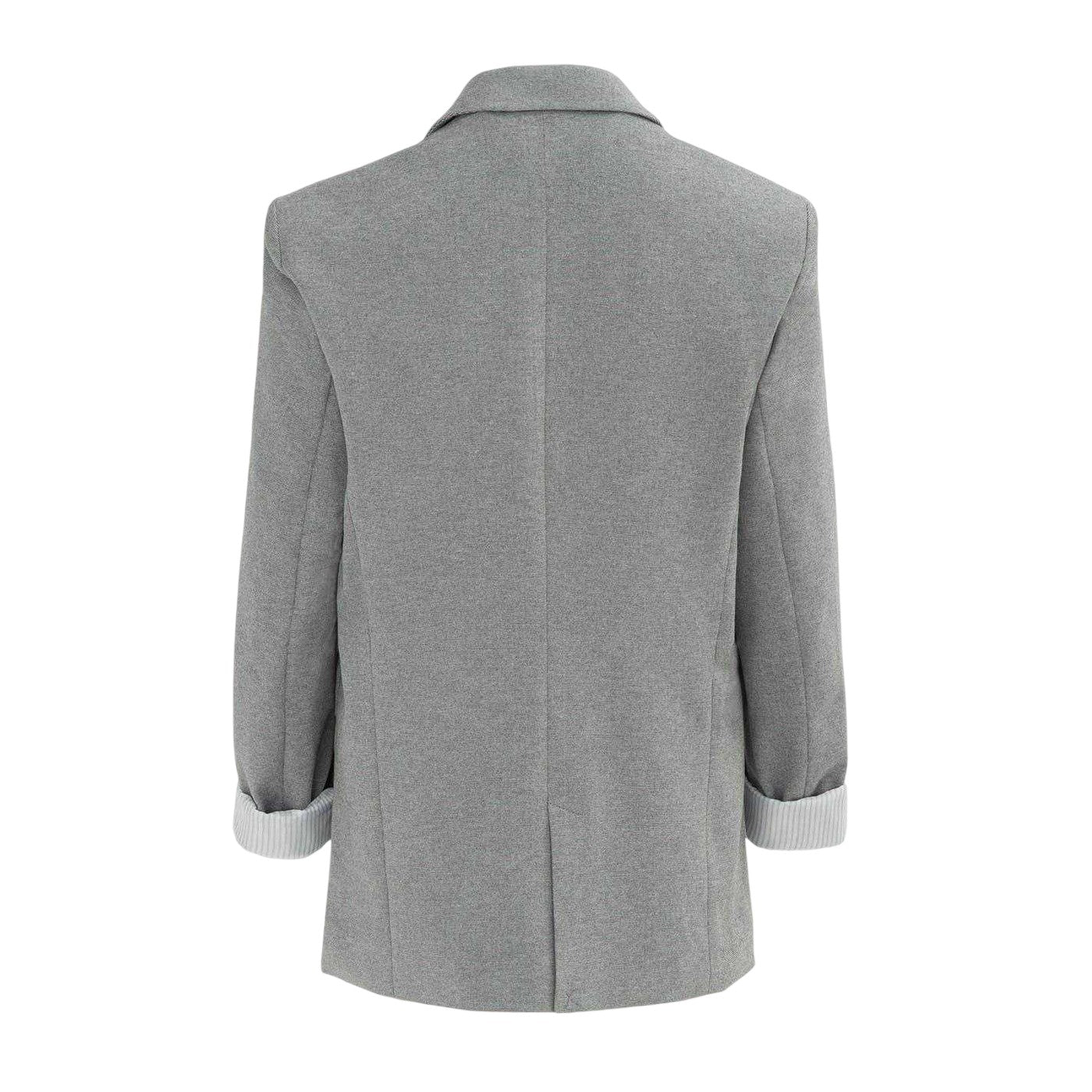 Light Grey - Back - Miso Womens-Ladies Turned Up Cuff Blazer