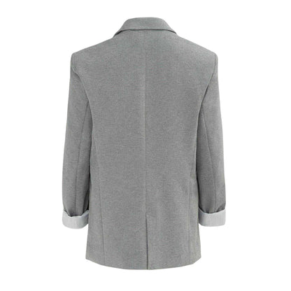Light Grey - Back - Miso Womens-Ladies Turned Up Cuff Blazer