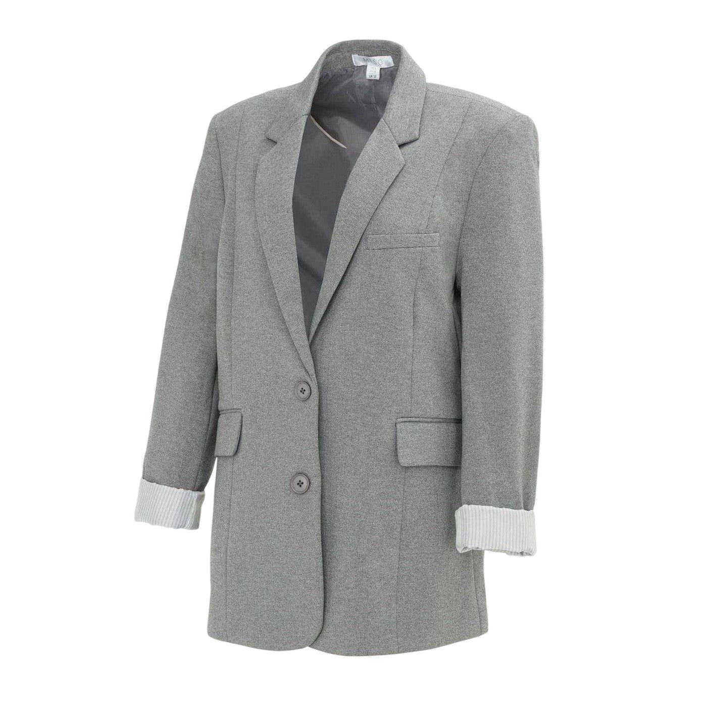 Light Grey - Side - Miso Womens-Ladies Turned Up Cuff Blazer