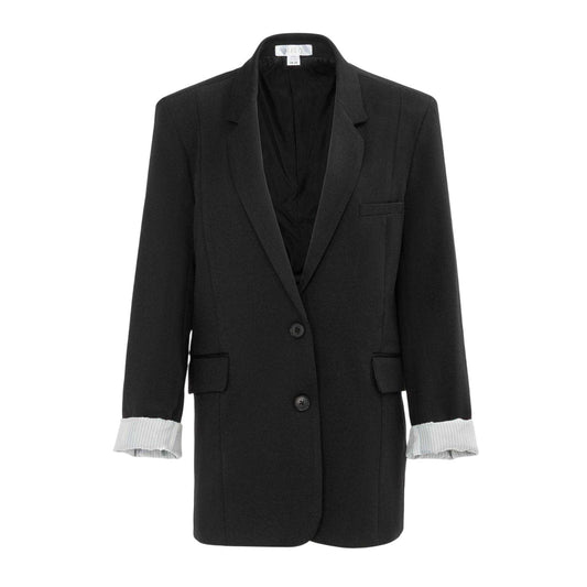 Black - Front - Miso Womens-Ladies Turned Up Cuff Blazer