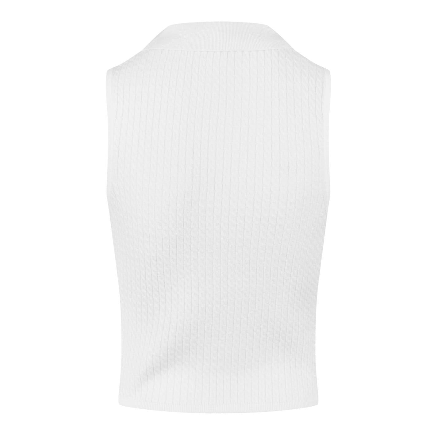Vintage White - Back - Jack Wills Womens-Ladies Cable Knit Sleeveless Shirt