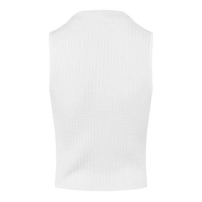 Vintage White - Back - Jack Wills Womens-Ladies Cable Knit Sleeveless Shirt