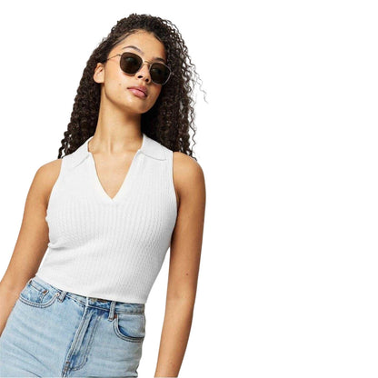 Vintage White - Side - Jack Wills Womens-Ladies Cable Knit Sleeveless Shirt