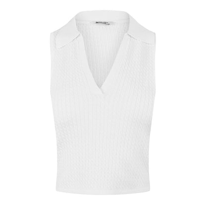 Vintage White - Front - Jack Wills Womens-Ladies Cable Knit Sleeveless Shirt