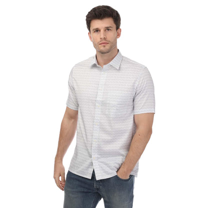White - Front - Ted Baker Mens Sargent Geometric Satin Stretch Shirt