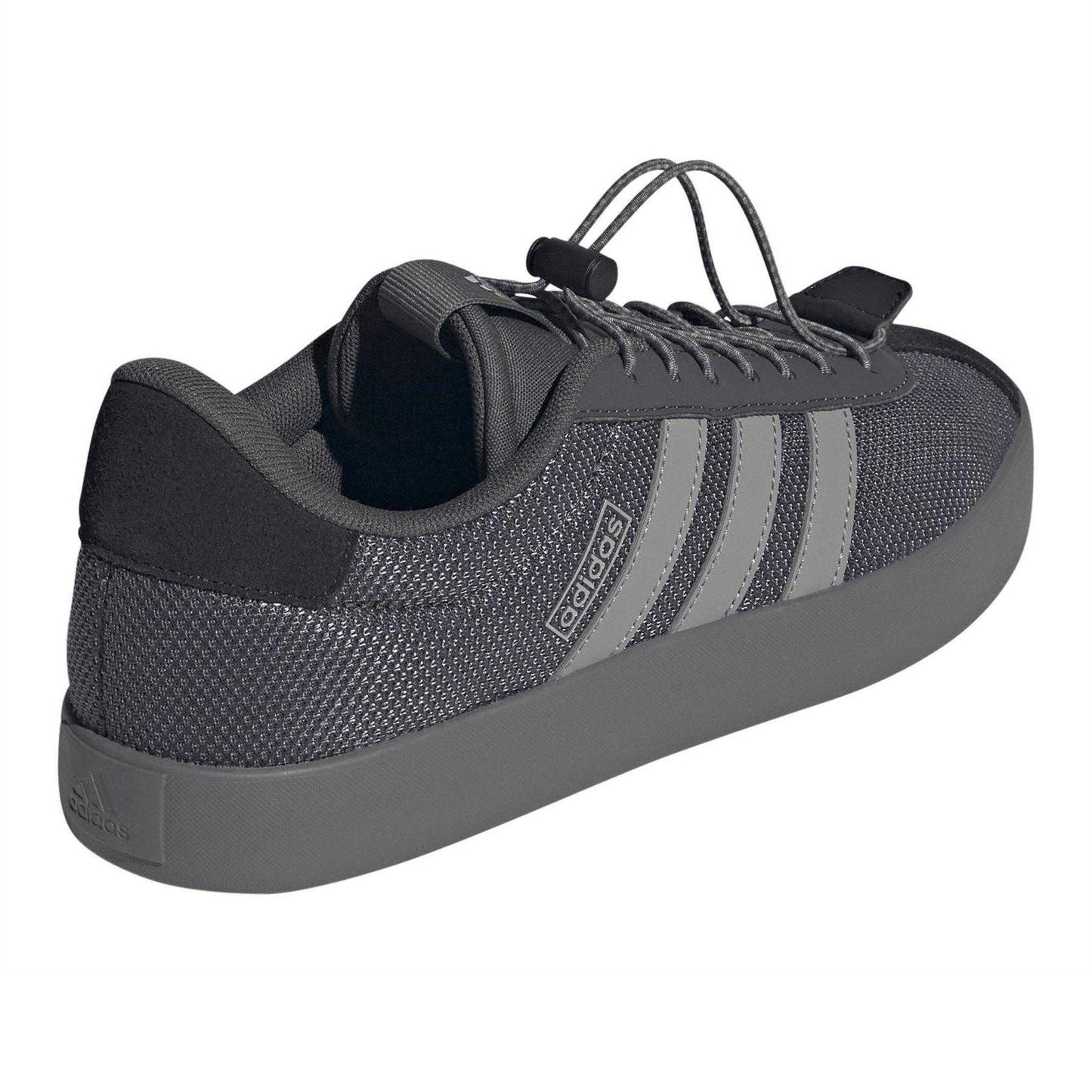 Grey - Back - Adidas Mens VL Court 3.0 Leather Flat Skate Shoes
