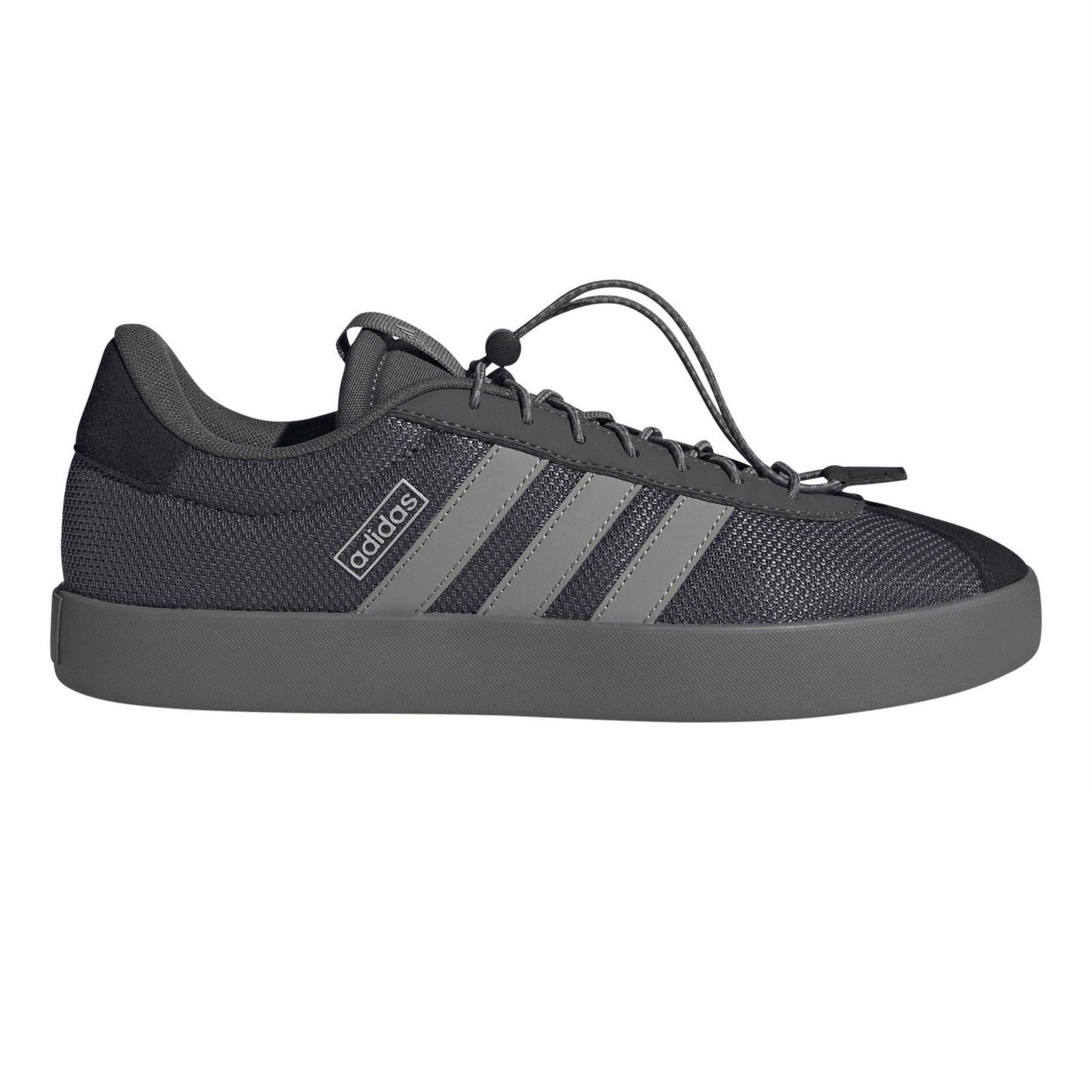 Grey - Front - Adidas Mens VL Court 3.0 Leather Flat Skate Shoes