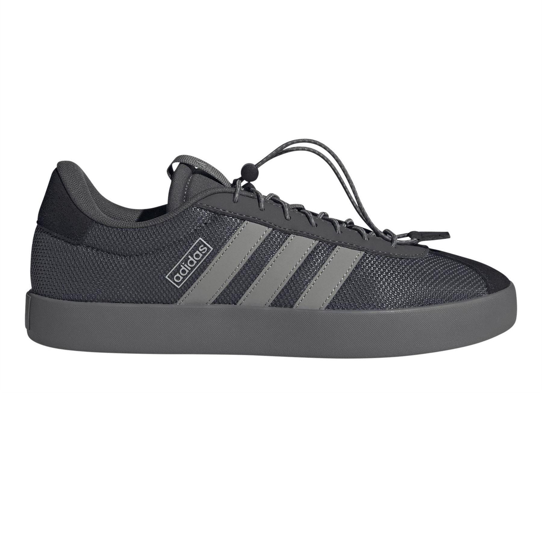 Grey - Front - Adidas Mens VL Court 3.0 Leather Flat Skate Shoes
