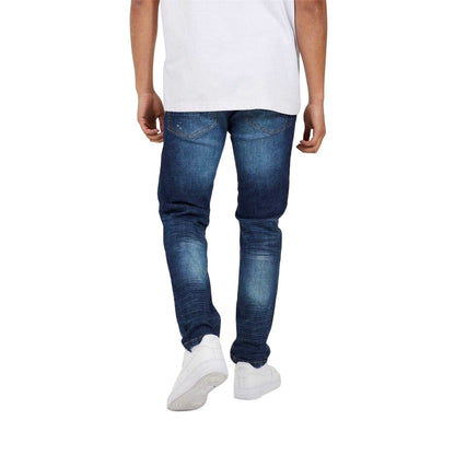 Blue - Back - Brave Soul Mens Cotton Splat Skinny Jeans