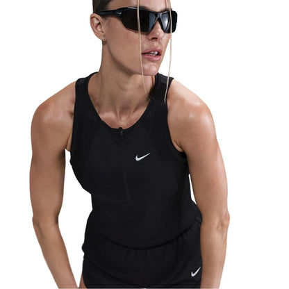Black - Lifestyle - Nike Womens-Ladies Run Zip Neck Vest Top