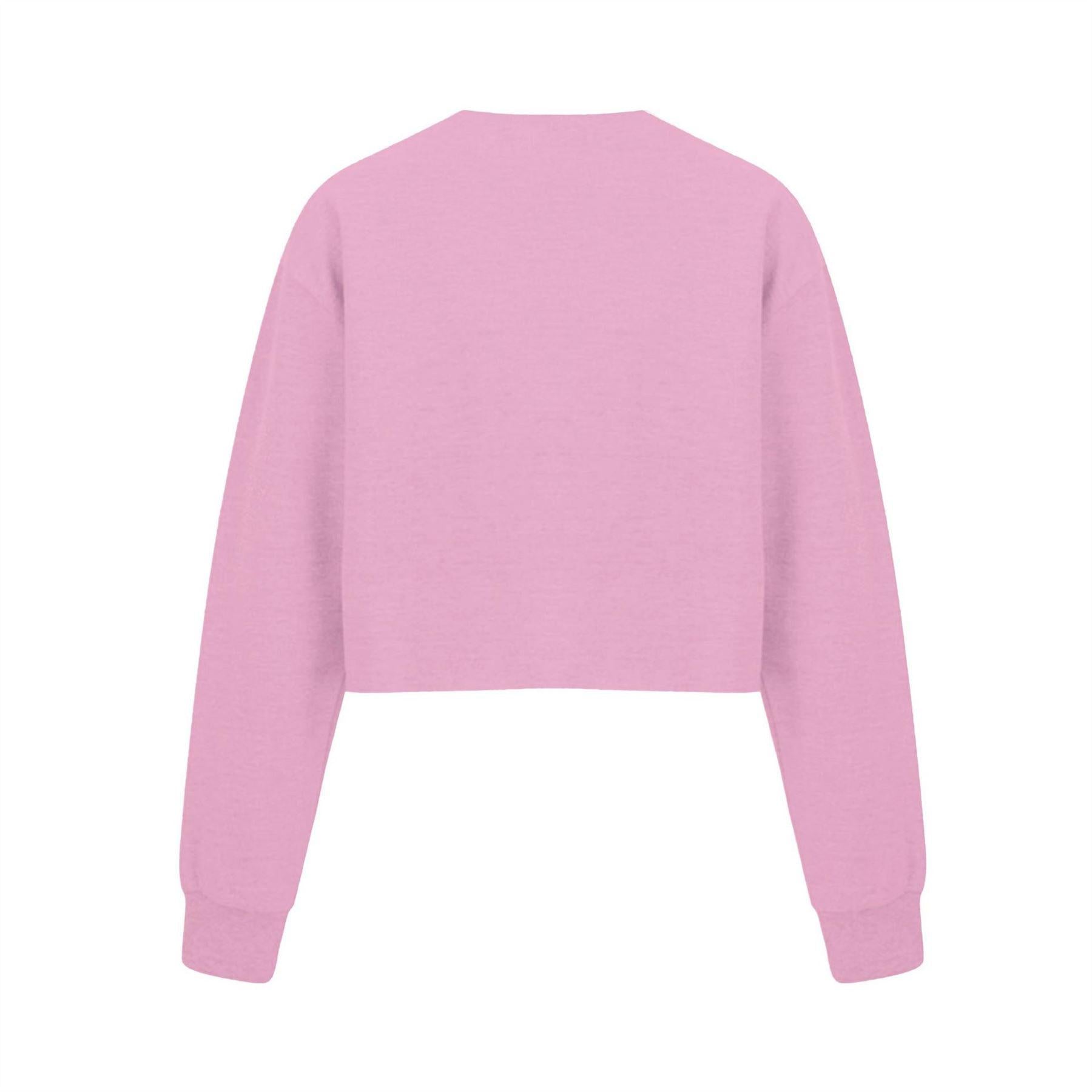Pink - Back - Miso Womens-Ladies Crop Sweatshirt