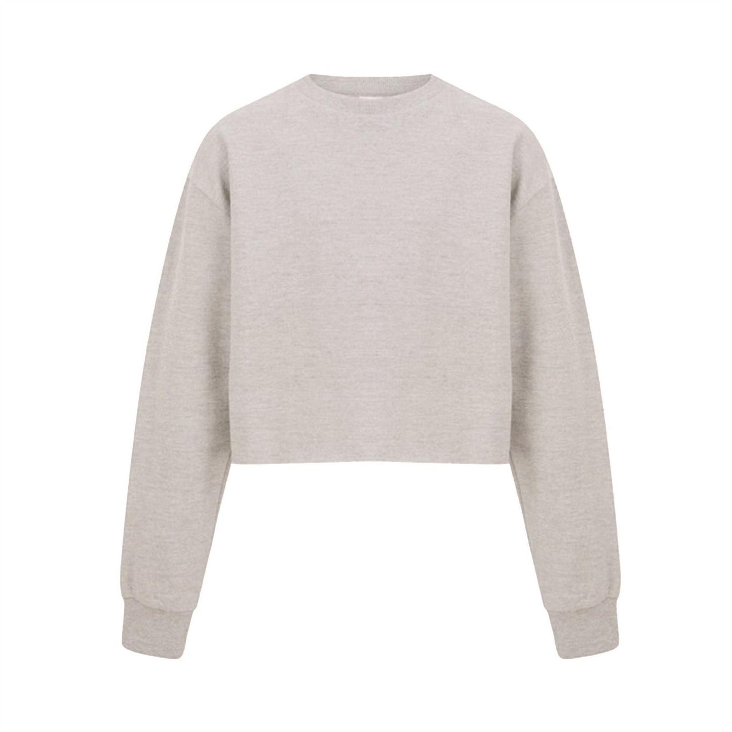Oatmeal - Front - Miso Womens-Ladies Crop Sweatshirt
