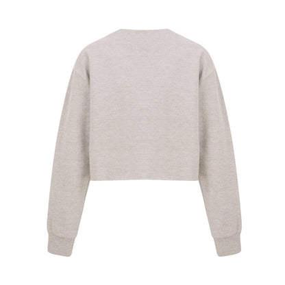 Oatmeal - Back - Miso Womens-Ladies Crop Sweatshirt