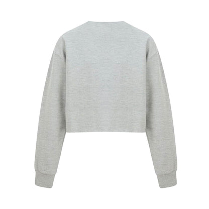 Grey - Back - Miso Womens-Ladies Crop Sweatshirt