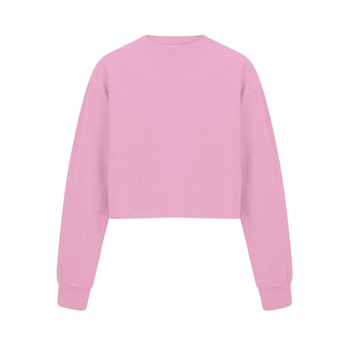 Pink - Front - Miso Womens-Ladies Crop Sweatshirt