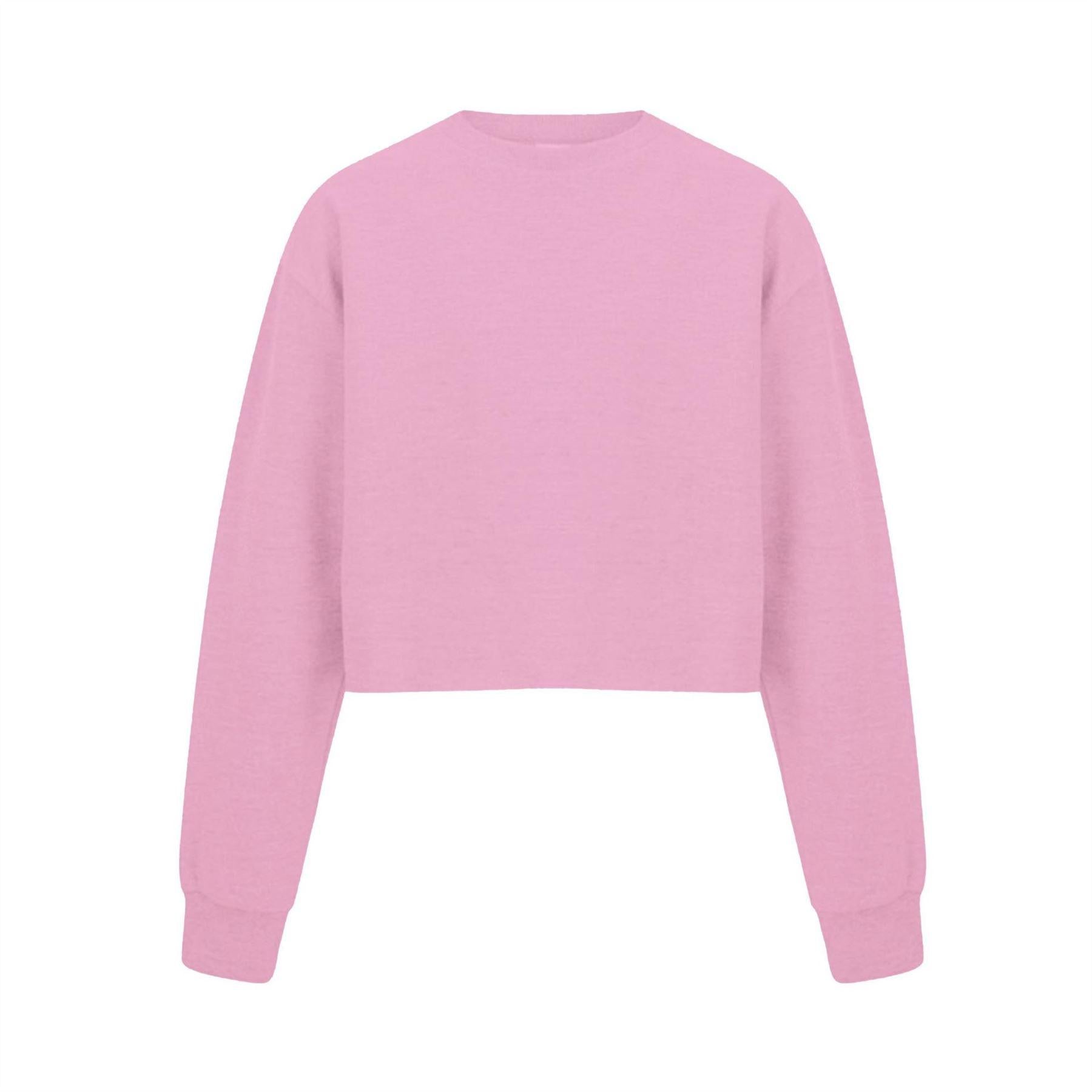 Pink - Front - Miso Womens-Ladies Crop Sweatshirt
