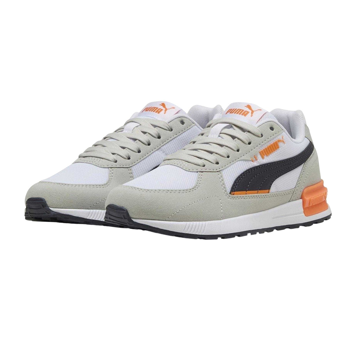 Puma White-Navy-Grey - Side - Puma Childrens-Kids Graviton Trainers