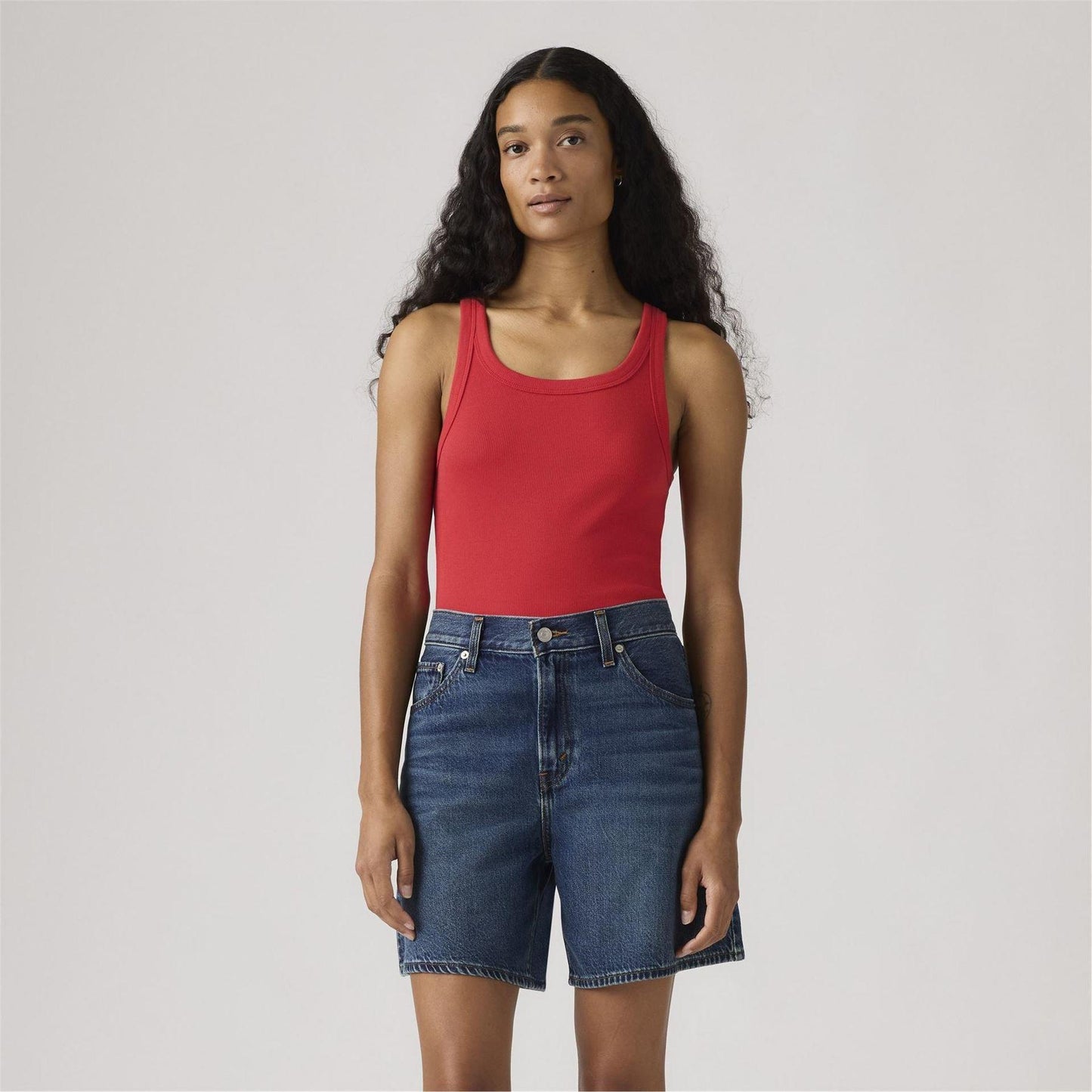 Red - Back - Levis Womens-Ladies Sporty Tank Top
