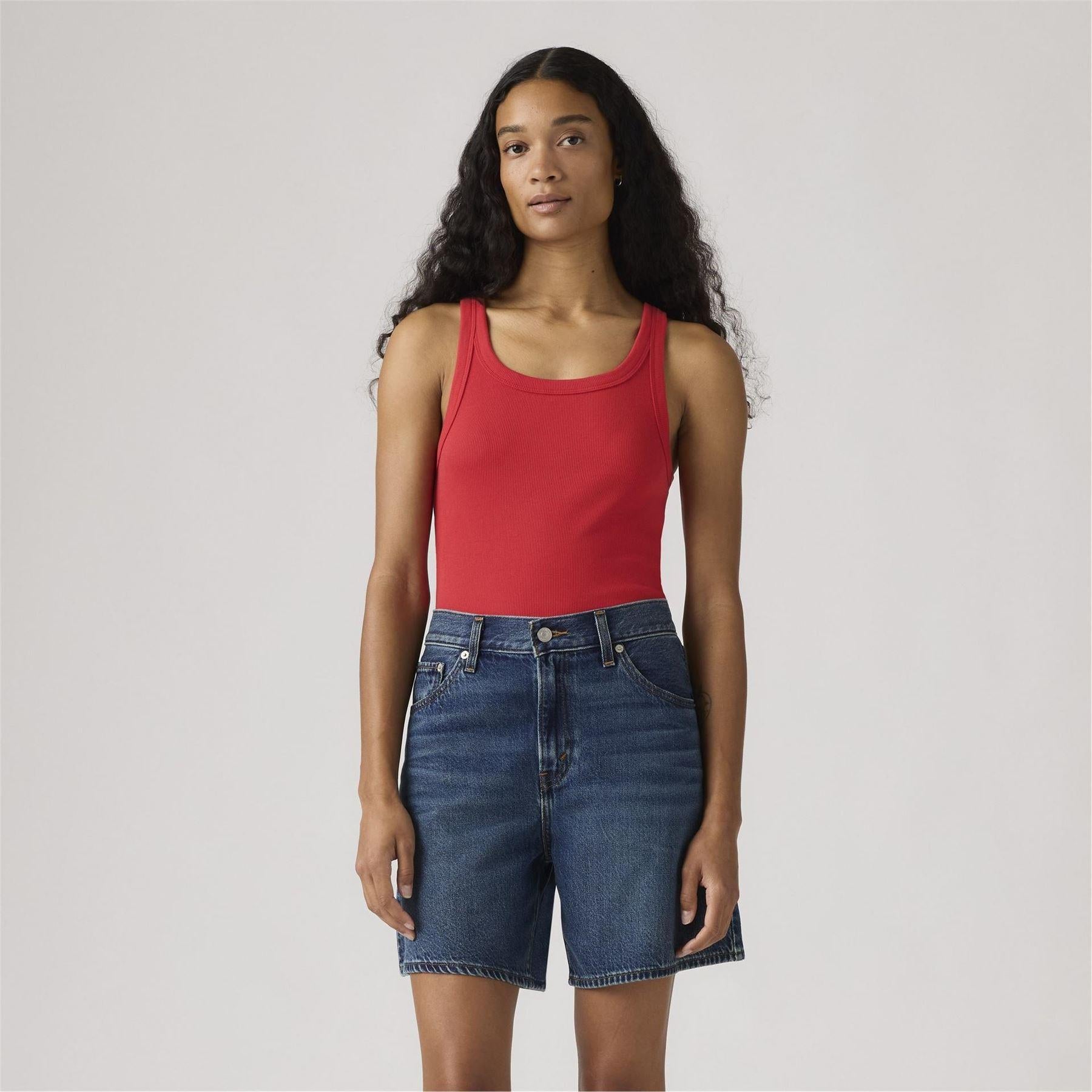 Red - Back - Levis Womens-Ladies Sporty Tank Top